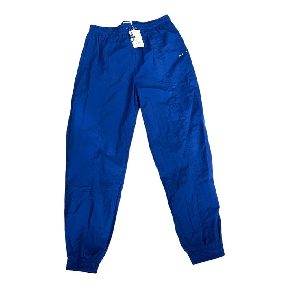 NWT WILO Windbreaker Parachute Pants. Cobalt Blue. Size L. Pockets